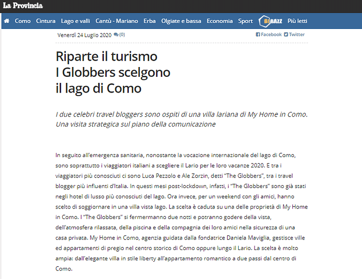 My Home in Como Article