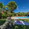 Due leoni di pietra a guardia della piscina - Giardino di Michela