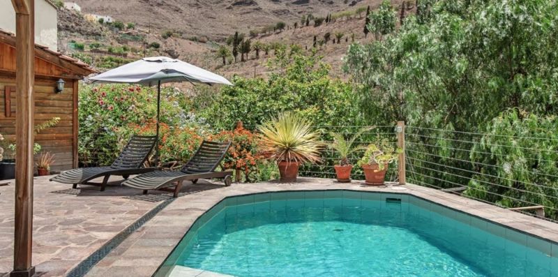 Piscina privada rodeada de jardín